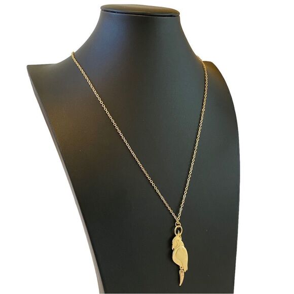 Tropical Bird Pendant on Extra Long Gold Toned Chain. - Picture 2 of 5